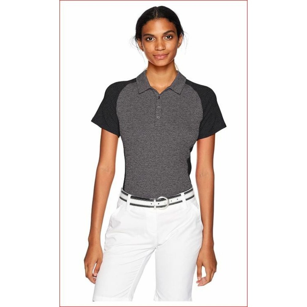 Adidas Women Golf Polo Shirt Grey Heather Black BC7346 XS NEW